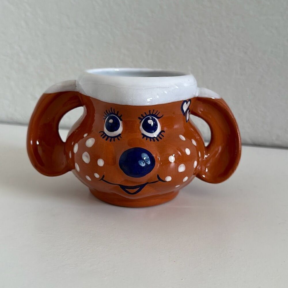 Clay Dog / Puppy Brown Mug Ear handles